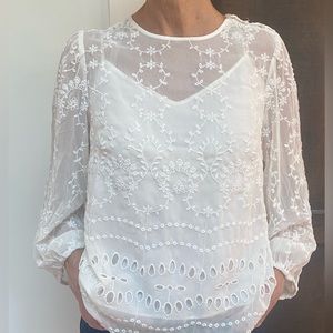Jcrew White Embroidered Blouse